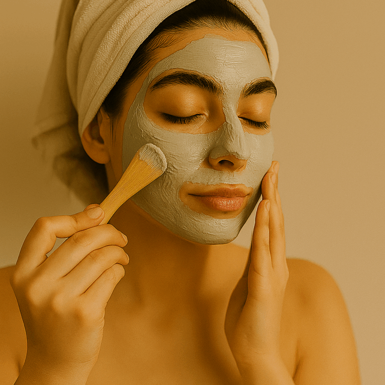 application d'un masque facial